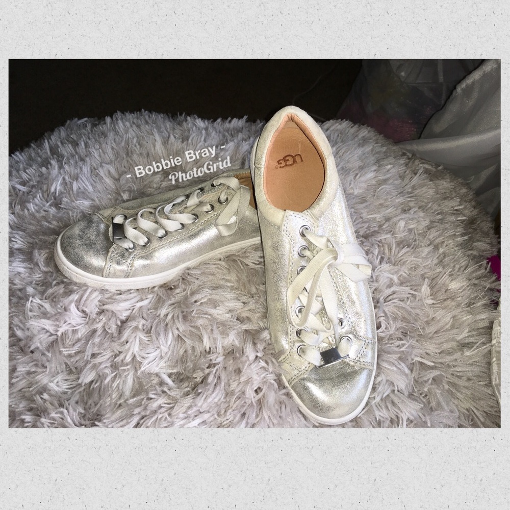 Ugg Milo Stardust Silver Metallic Suede Sneakers